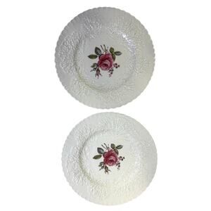 Spode Copeland/England Bone China Y2862 'Bridal Rose' 10.5" Dinner Plates-Set 2